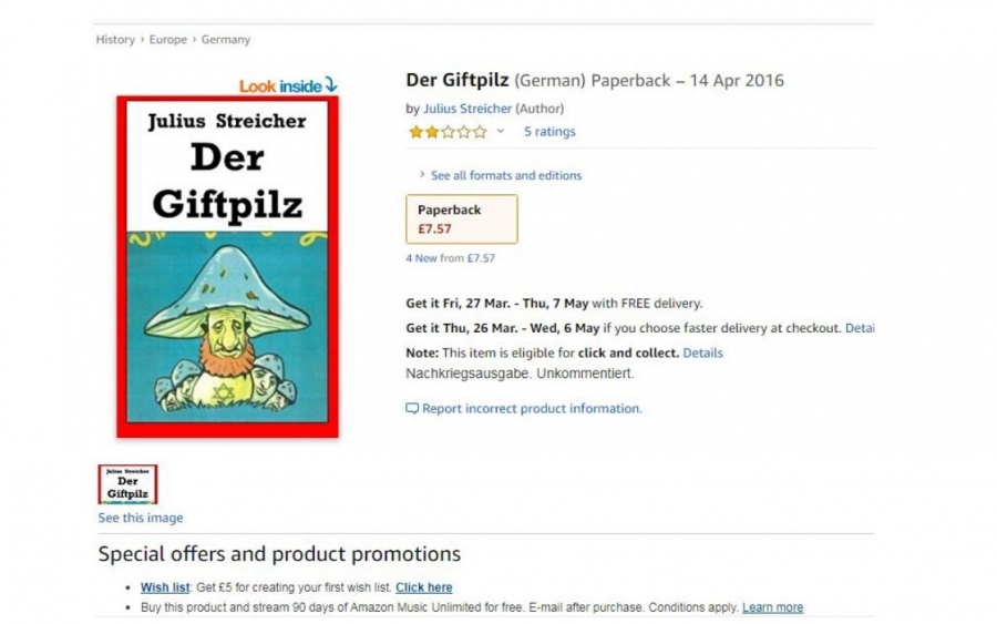 Книги с пропагандой нацизма сняли с продажи на Amazon